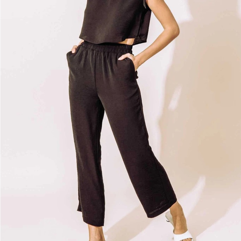 HYFVE Black Wide Leg Pull On Pants The Pants Store